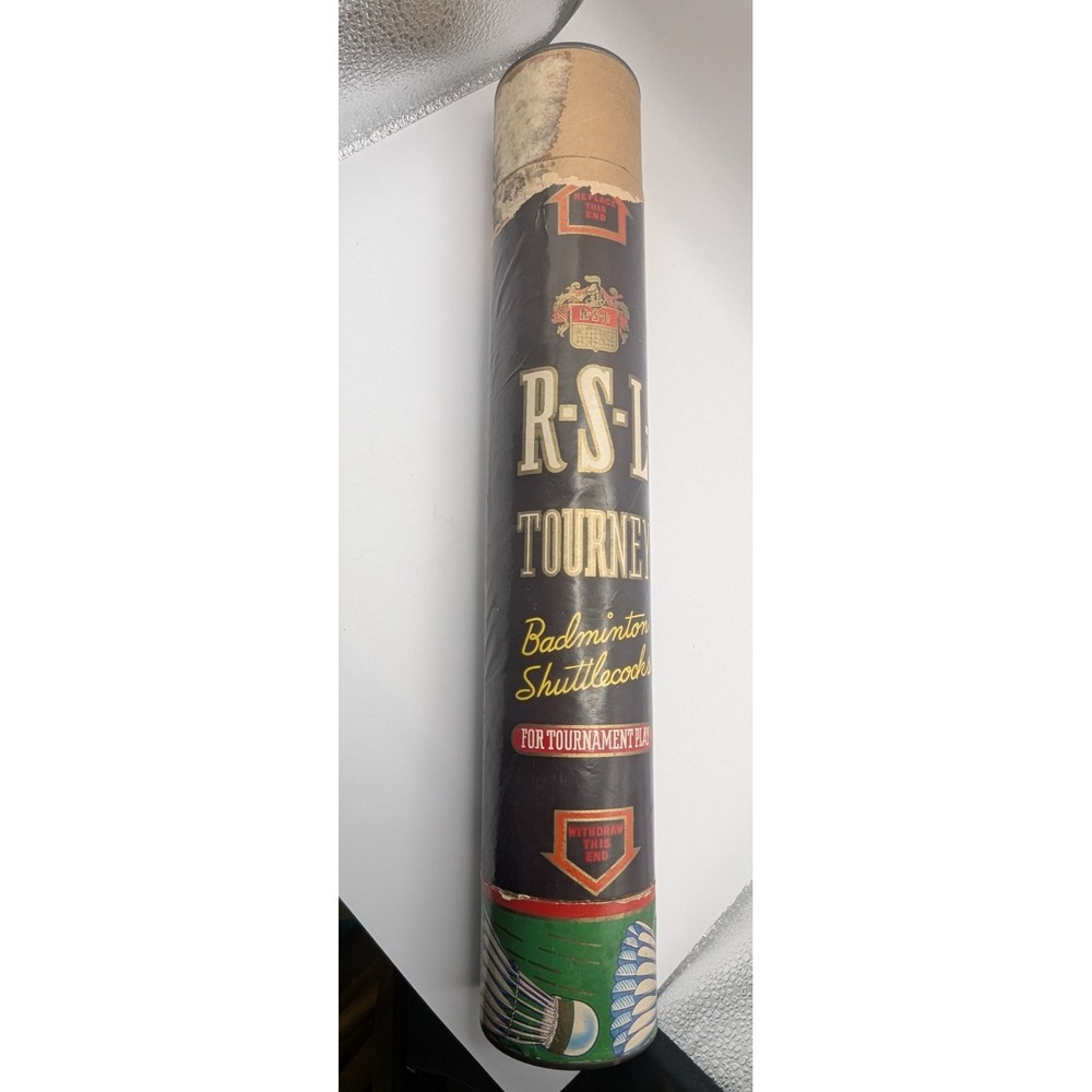 R S L TOURNEY Badminton Shuttlecocks Tube Feather White Green 10pc Vintage READ